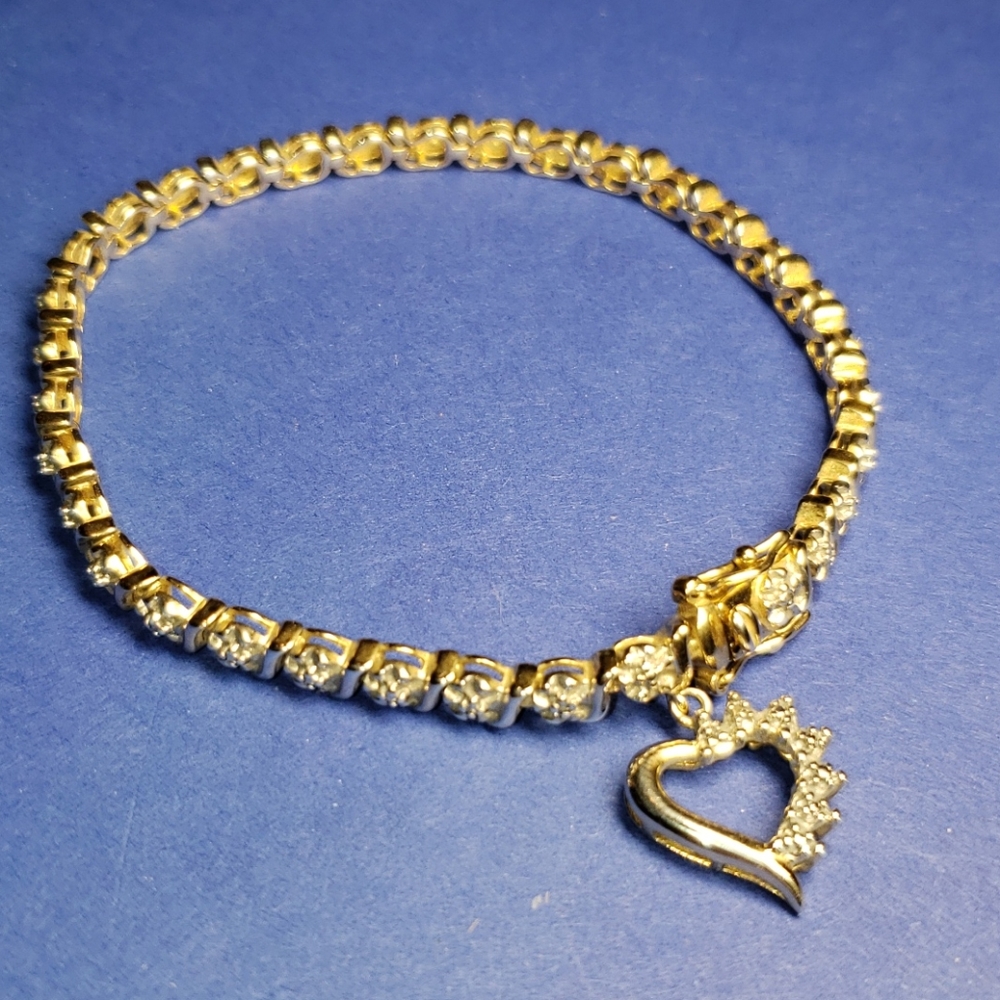 925 Gold over Silver Genuine Diamond Bracelet